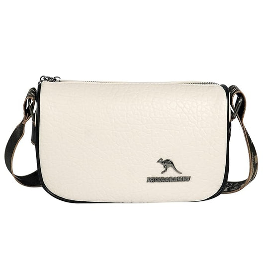 Storite PU Leather Square Women Tote Bag, Stone Pattern fashionable & Party Sling Bag, Shoulder Crossbody Bag with Broad Strap - White
