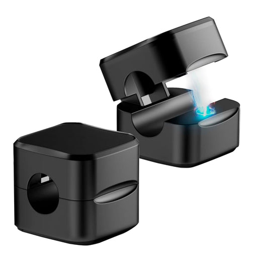 Storite Pack of 2 Magnetic Cable Organizer Clips – Self-Adhesive Wire Management Solution for Home and Office,Car,Desk, Management Solution for Data Cable, Power Cords and More - Black
