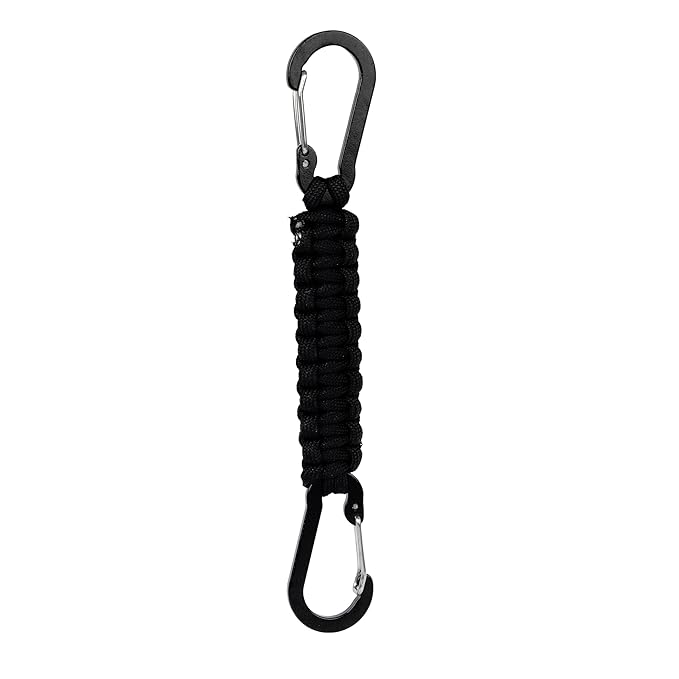 Storite Paracord Carabiner Keychain – Heavy Duty Dual Clip EDC Key Holder for Travel, Camping, Hiking, Outdoor and Everyday Use (Black)