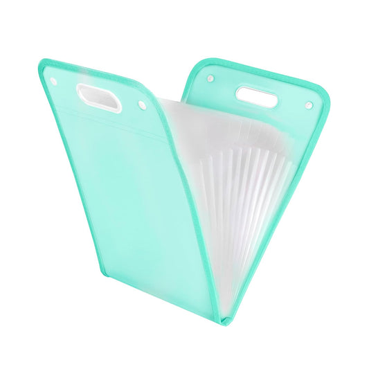 Storite 13 Pockets Vertical Expanding File Folder Accordion File Folder Organizer for A4 Size Letter Size Paper Document Holder Organizer (Green)