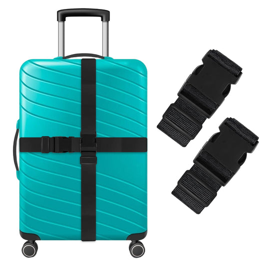 Storite Pack of 2 Luggage Strap | Luggage Belt for Suitcase & Trolley Bags | Travel Belt with Quick Release Adjustable Buckle for Suitcase | Black