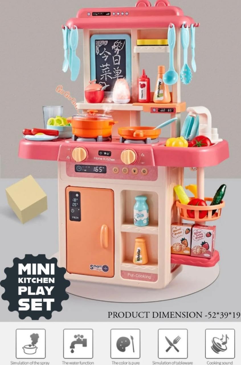 Storite Kitchen 42 PCS, Playset for Kids, Kitchen Set for Toddler with Gas Sound & Light, Cooking Stove with Steam,Toy Kitchen Accessories with Running Water,Kitchen Toys for Kids Girls Boys