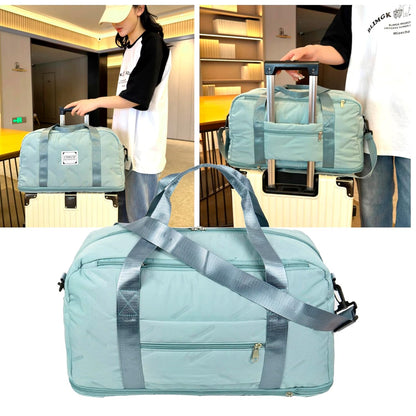 Storite Nylon 47 CM Imported Travel Duffel Bag  with Pouch, Stylish Travel Overnight Bag with Wet Pocket Waterproof Luggage Bag - Lake Blue