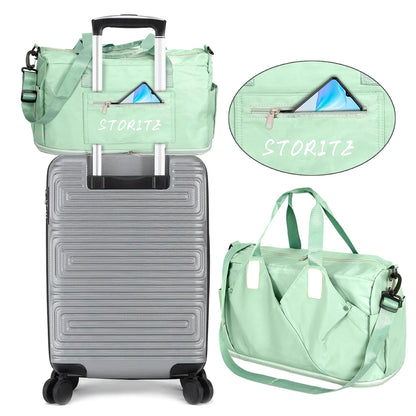 Storite 44 cm Nylon Travel Duffle Bag - Waterproof, Expandable Gym Tote for Men & Women Green