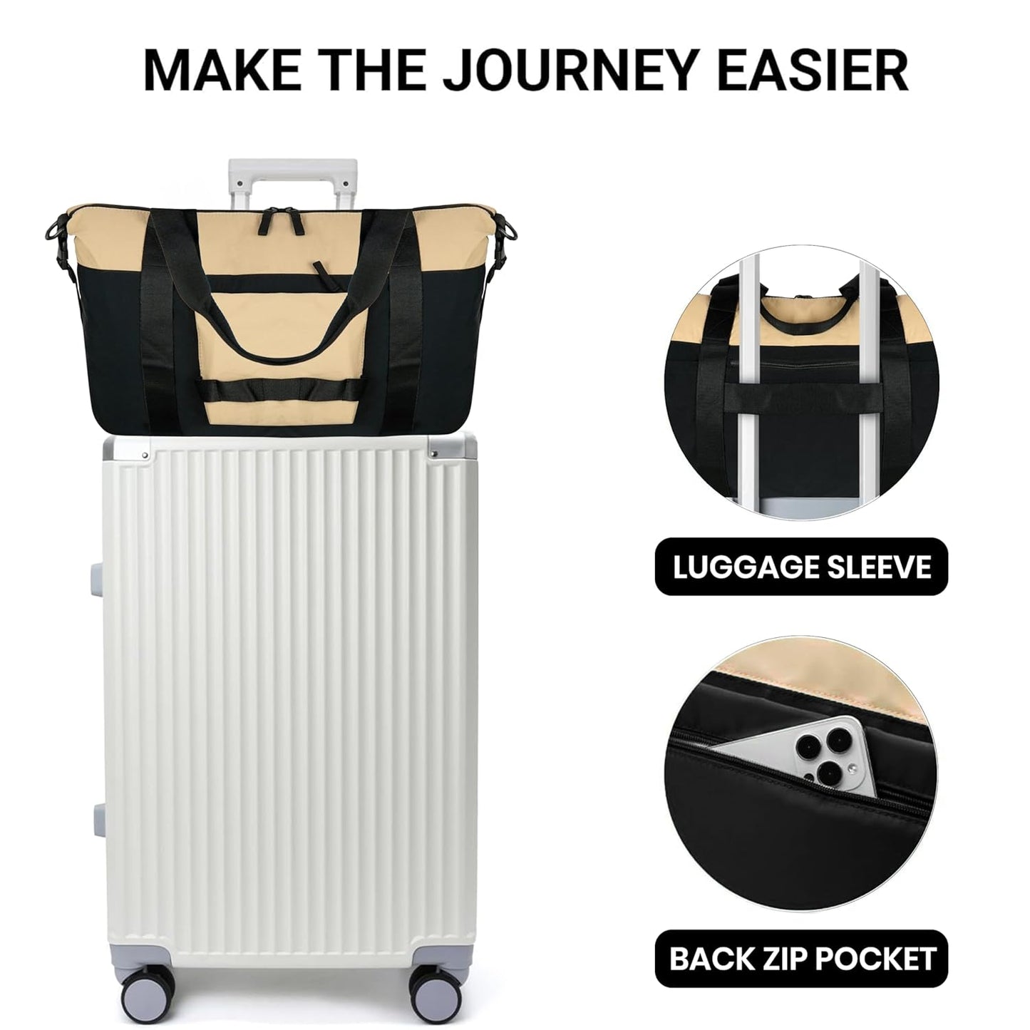 Storite 46 Cm Nylon Luggage Travel Duffle Bag for Women, Sports Shoulder Bag for Women with Wet Pocket Weekender Overnight Luggage Bag,Trendy and Stylish (46x17x29 Cm)