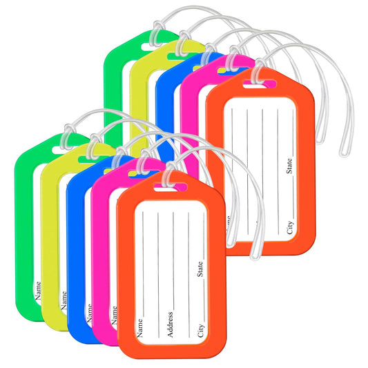 Storite Pack Of 10 Luggage Tags, Smart Tags For Travel Suitcases, Travel Bag Tags For Easily Identification Of Bags (Multicolour), 10 Labels