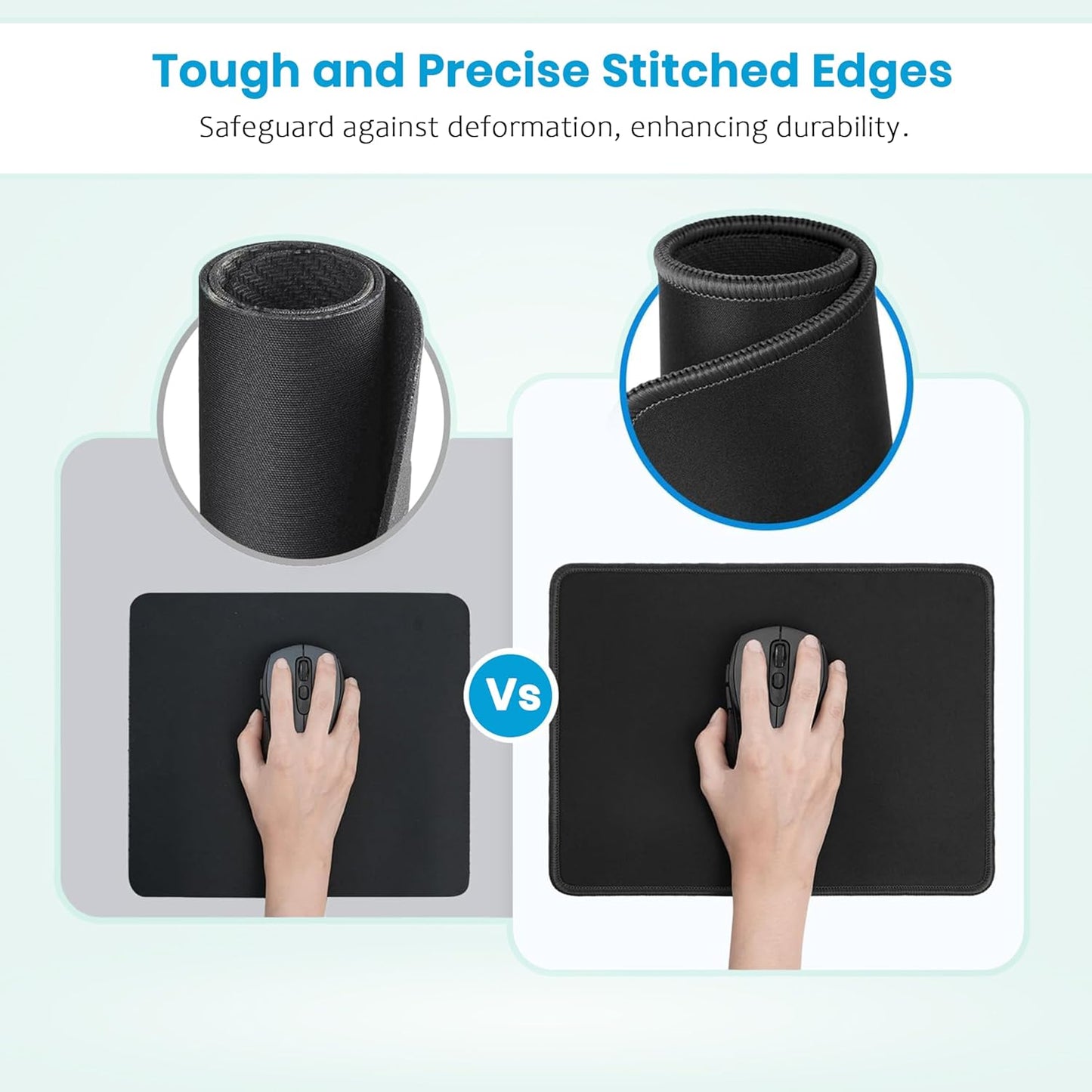 Storite 5 Pack 260mm x 210mm x 3mm Speed Type Extended Gaming Non-Slip Rubber Base Mousepad Desk Mat Keyboard Pad for Laptop/Computer Office PC & Home - Black