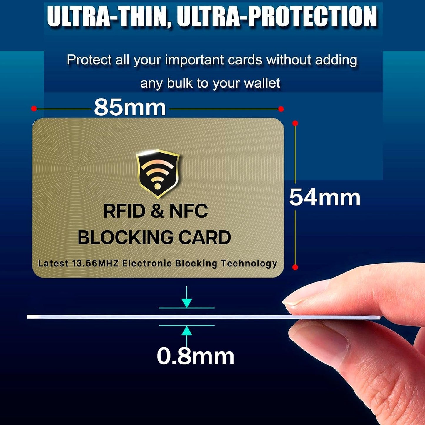 Storite RFID Cards, 5 Pack One Card Protects Entire Wallet Purse for Men & Women, NFC Contactless Bank Debit Credit Card Protector ID ATM Guard Card – Golden