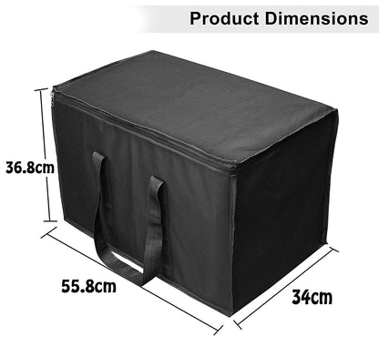 Storite Heavy Duty Nylon 70 L Multi-Purpose Moisture Proof Large Storage Bag for Toys/Stationery/Blankets/Clothes/Moving Bags With Strong Handles Rectangular (Black, 55.8x34x36.8cm)