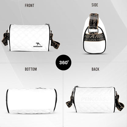Storite Small PU Leather Women Tote Bag, Stone Pattern fashionable & Party Sling Bag, Shoulder Crossbody Bag with Adjustable Strap-White