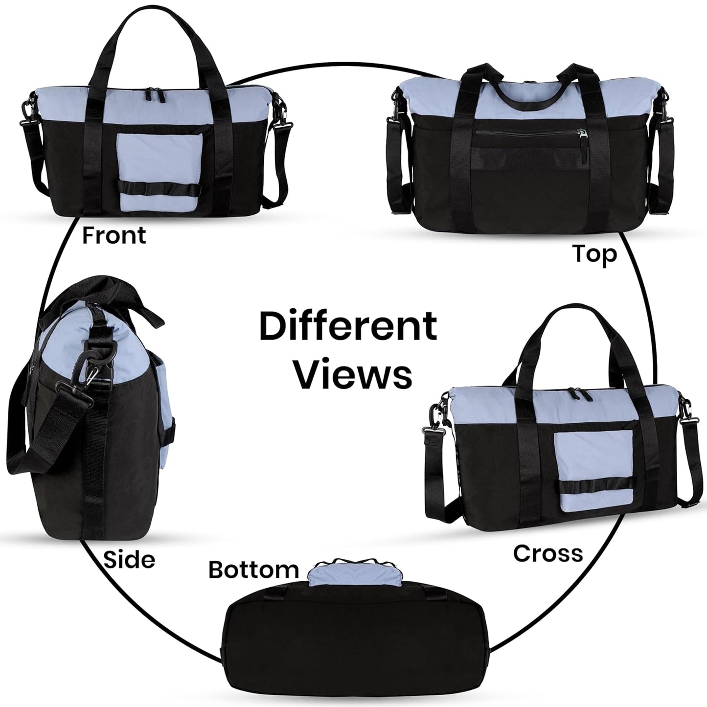Storite 46 Cm Nylon Luggage Travel Duffle Bag for Women, Sports Shoulder Bag for Women with Wet Pocket Weekender Overnight Luggage Bag,Trendy and Stylish (46x17x29 Cm)