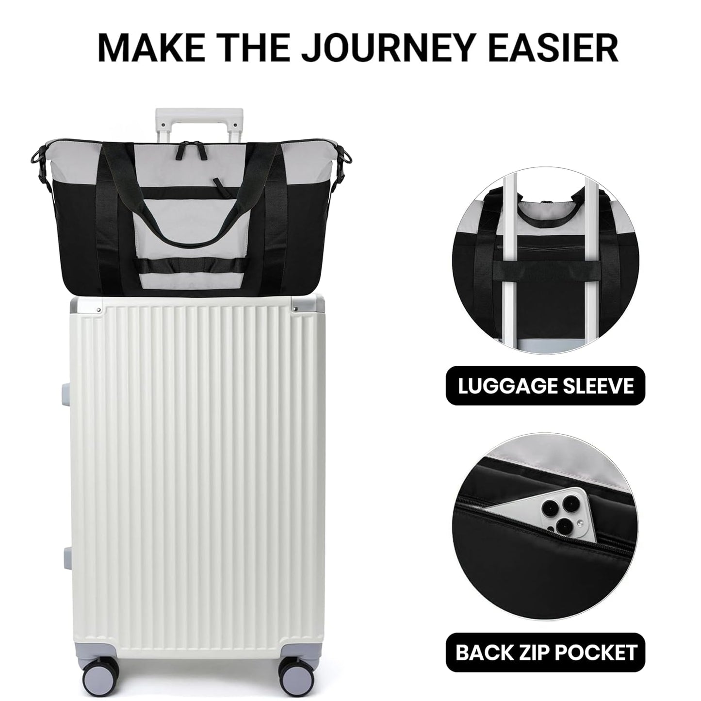 Storite 46 Cm Nylon Luggage Travel Duffle Bag for Women, Sports Shoulder Bag for Women with Wet Pocket Weekender Overnight Luggage Bag,Trendy and Stylish (46x17x29 Cm)