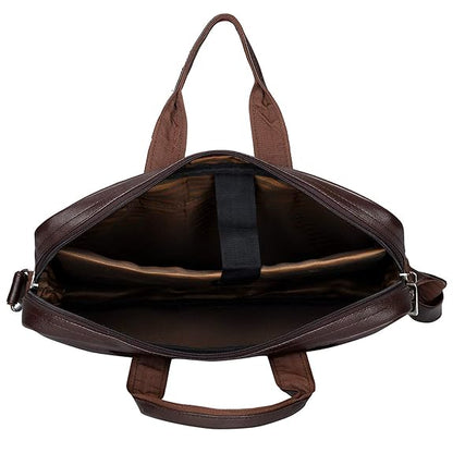 Storite PU Leather Expanded 14 Inch Laptop Shoulder Messenger Sling Office Business Travel Bag for Men & Women