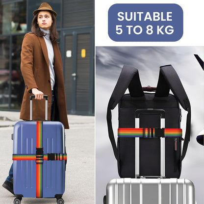 Storite Pack of 2 Luggage Strap | Luggage Belt for Suitcase & Trolley Bags | Travel Belt with Quick Release Adjustable Buckle for Suitcase | Rainbow