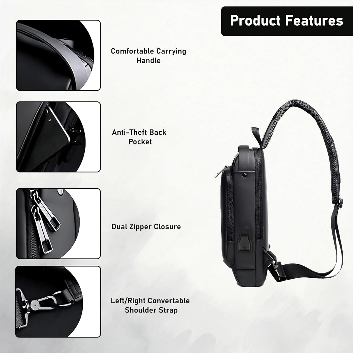 Storite Sling Bag for Men Stylish Crossbody Backpack for Men Women, Anti-Theft Water-resistant Chest Bag, Messenger Bags, Casual Side Shoulder Bag