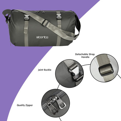 Storite Polyester 43 Cm Imported Multi Purpose Travel Duffle Bag for Women with Wet Pocket, Lightweight Waterproof Backpack Carry Luggage Bag with Shoe Compartment (ShinyGrey, 43 x 18.5 x 22 Cm)