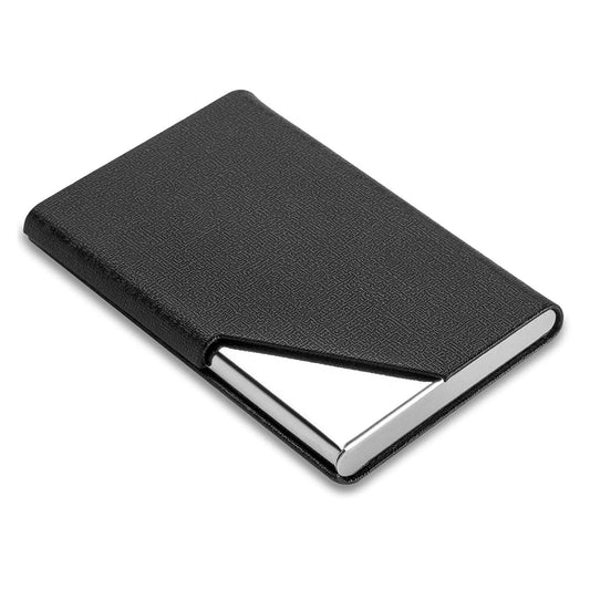 Storite PU Leather Pocket Size Stainless Steel Multi Business Visiting Card Holder Wallet Debit Credit Card Case for Men & Women (Black-9.5 x 6.5 x 1.3 cm)
