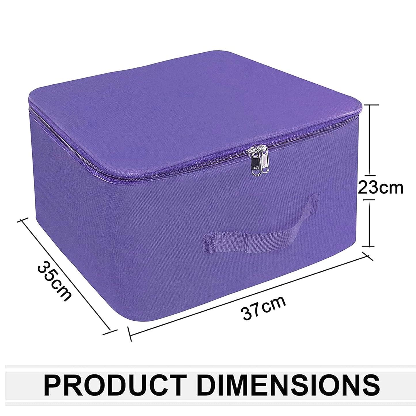 Storite 10 Pack Nylon Wardrobe Bag Underbed Moisture Proof Cloth Storage Organizer, Storage box for Clothes Saree Bags with Zippered Closure & Handle (Purple, 37x35x23 cm) Square