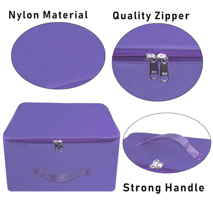 Storite 10 Pack Nylon Wardrobe Bag Underbed Moisture Proof Cloth Storage Organizer, Storage box for Clothes Saree Bags with Zippered Closure & Handle (Purple, 37x35x23 cm) Square