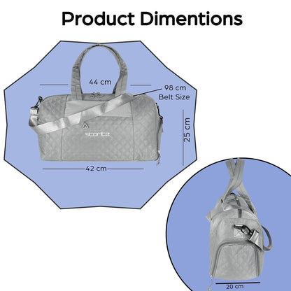 Storite 42 Cm Imported Multi Purpose Travel Duffle Bag for Women with Dry and Wet Pocket, Lightweight Waterproof Backpack Carry Luggage Bag with Shoe Compartment (Grey, 42 x 20 x 25 cm)