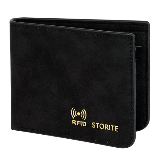 Storite Men's Wallet PU Leather RFID Blocking Money Wallet Zipper Coin Purse for Men (Black-21 x 9 x 2 cm)