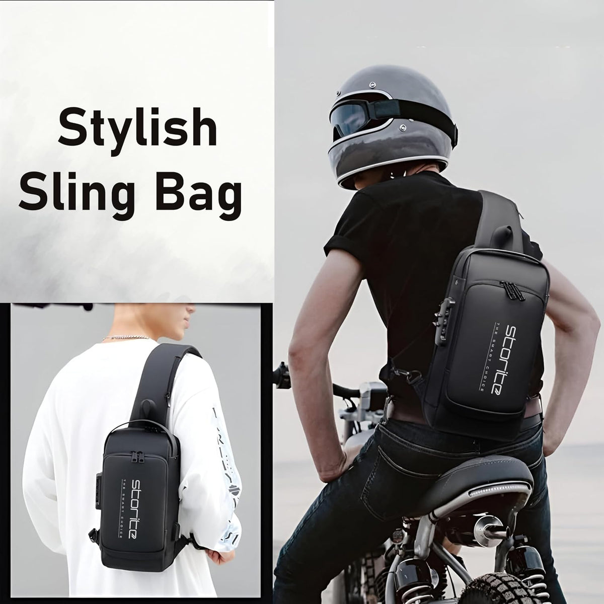 Storite Sling Bag for Men Stylish Crossbody Backpack for Men Women, Anti-Theft Water-resistant Chest Bag, Messenger Bags, Casual Side Shoulder Bag