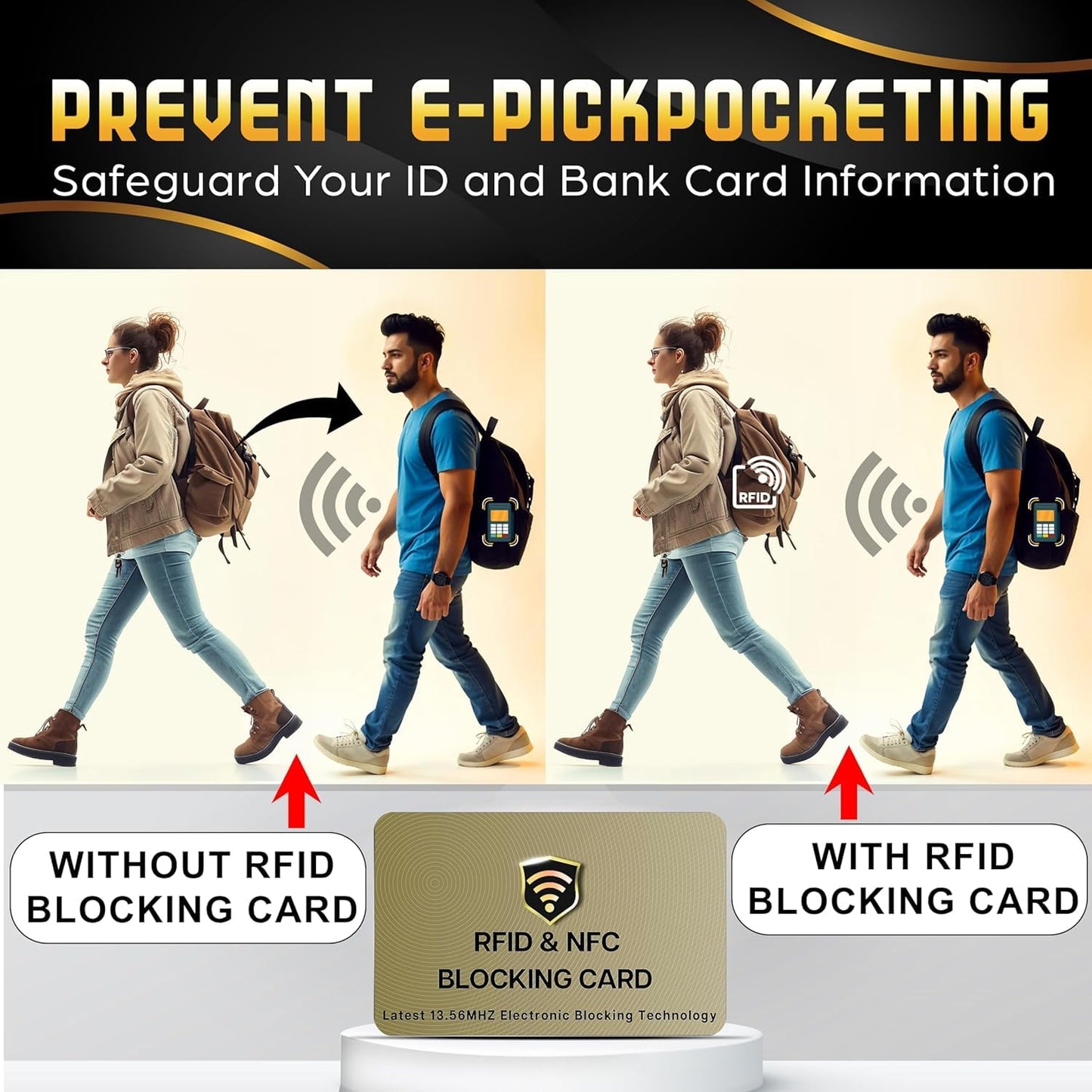 Storite RFID Cards, 5 Pack One Card Protects Entire Wallet Purse for Men & Women, NFC Contactless Bank Debit Credit Card Protector ID ATM Guard Card – Golden