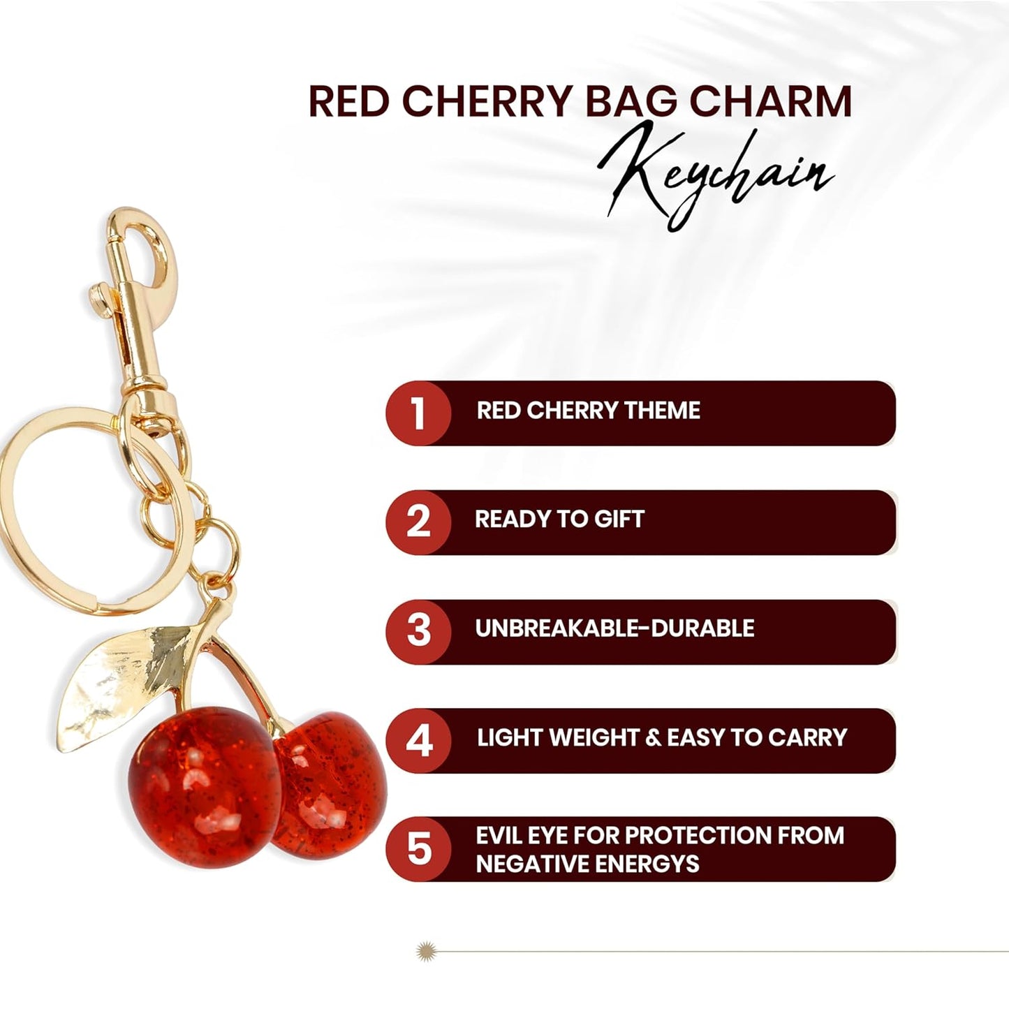 Storite Elegant Cherry Bag Charm Cute Acrylic Handbag Pendant & Purse Keychain Accessory for Women & Girls