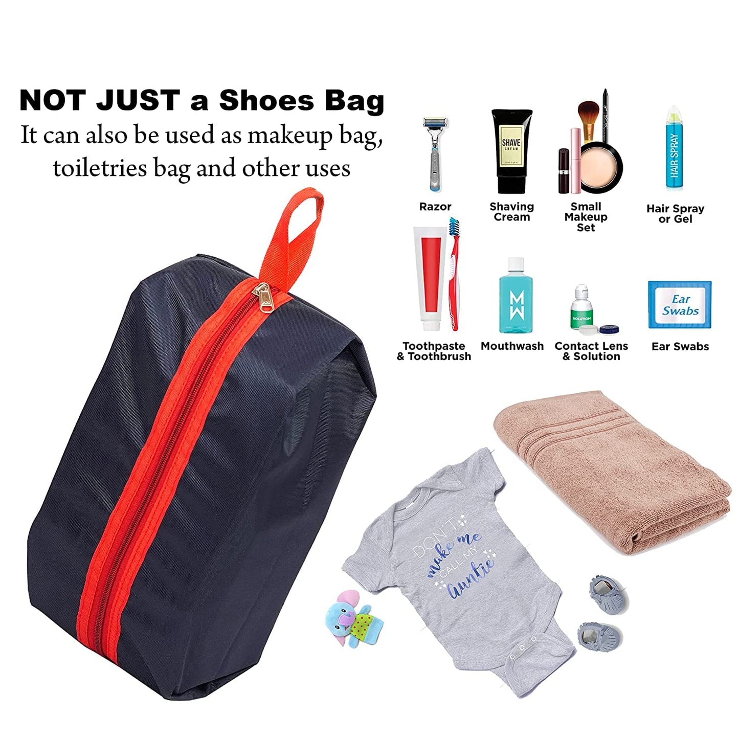 Storite Reusable Shoe Bag for Travel & Storage Travel Organizer for Women & Men Travel Accessories Shoe Organizer Shoe Bags Pouches Shoe Cover for Travelling(40x13x18cm, Blue & Red)