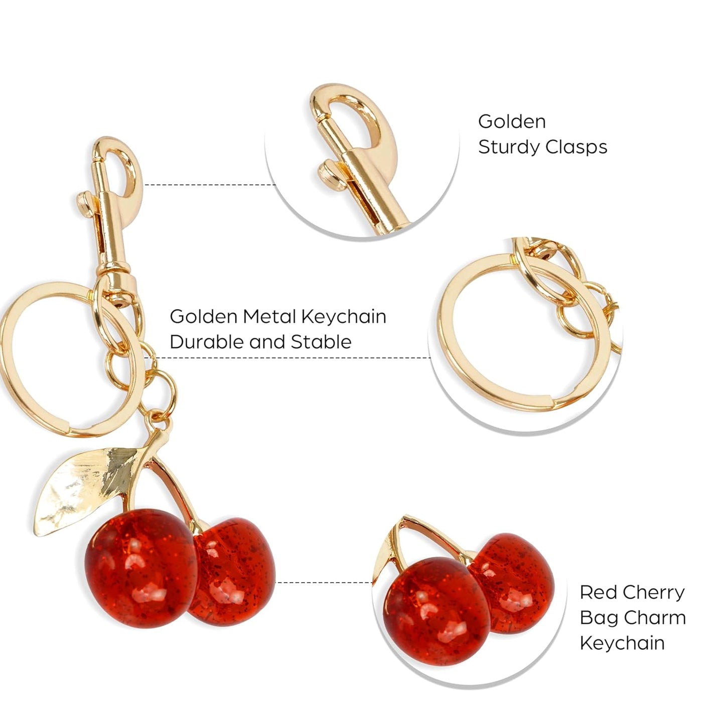 Storite Elegant Cherry Bag Charm Cute Acrylic Handbag Pendant & Purse Keychain Accessory for Women & Girls