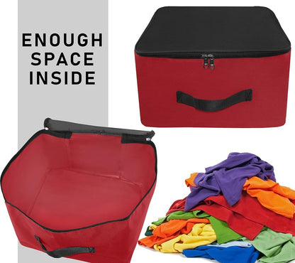 Storite 2 Pack Nylon Underbed Moisture Proof Wardrobe Organizer Storage Bag for Clothes With Zipper Closure and Handle Square - (Red & Black, 38.1x25.4x35 cm)