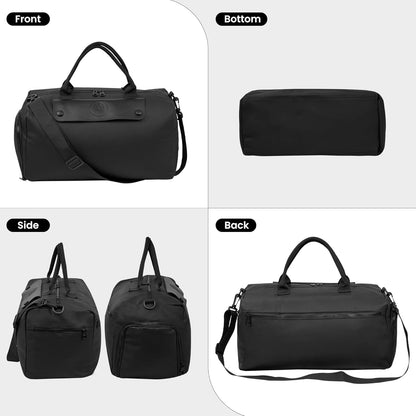 Storite Nylon 43 cm Travel Duffel Bag, Sports Gym Duffle Bag, Shoulder Handbag for Women, Outdoor Weekend Bag with Shoe and Wet Clothes Compartments (Black,43x23x19 cm)
