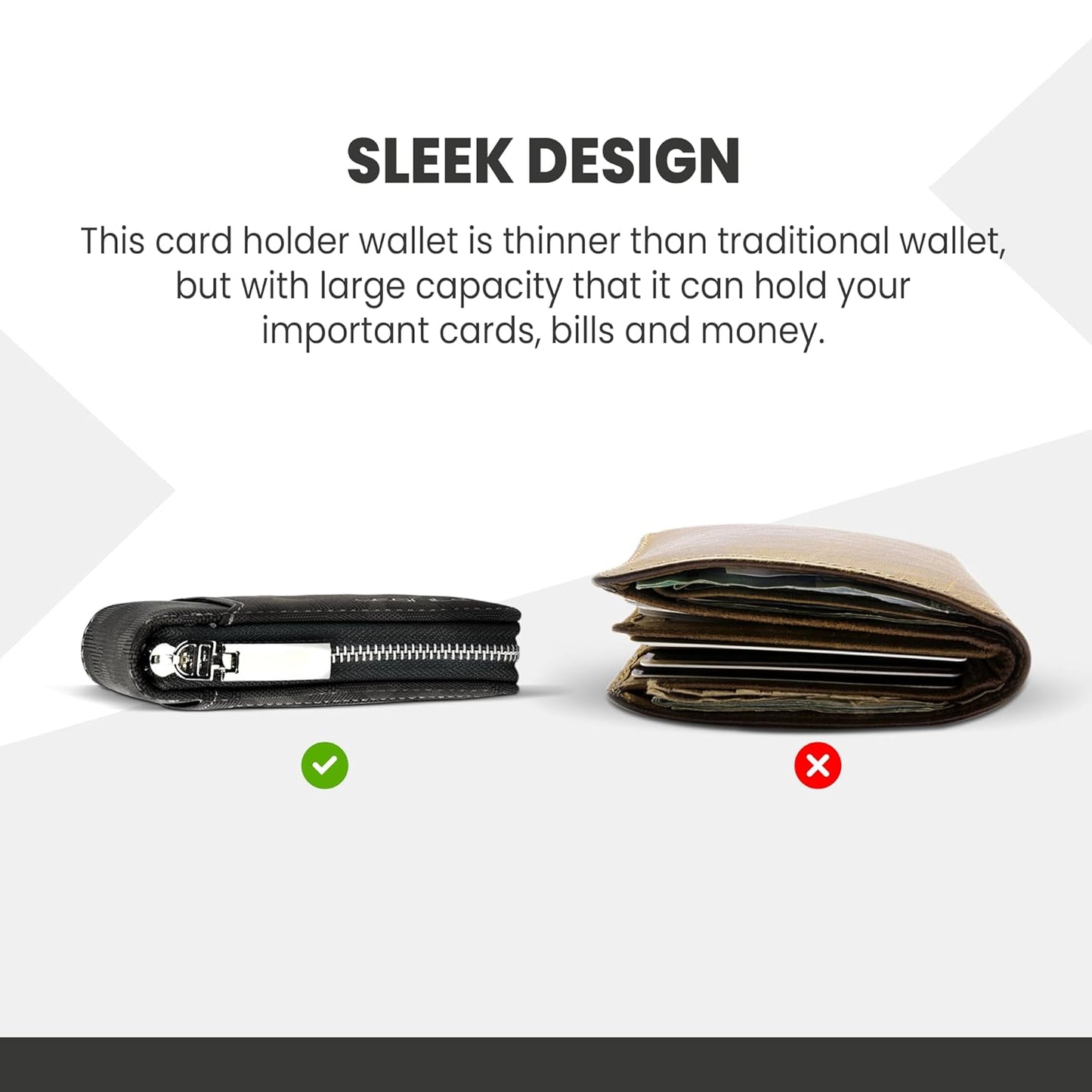 Storite PU Leather 9 Slot Vertical Credit Debit Card Holder Money Wallet Zipper Coin Purse for Men Women - (11.5 Cm X 8 Cm X 2Cm -Black)