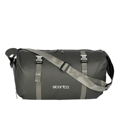 Storite Polyester 43 Cm Imported Multi Purpose Travel Duffle Bag for Women with Wet Pocket, Lightweight Waterproof Backpack Carry Luggage Bag with Shoe Compartment (ShinyGrey, 43 x 18.5 x 22 Cm)