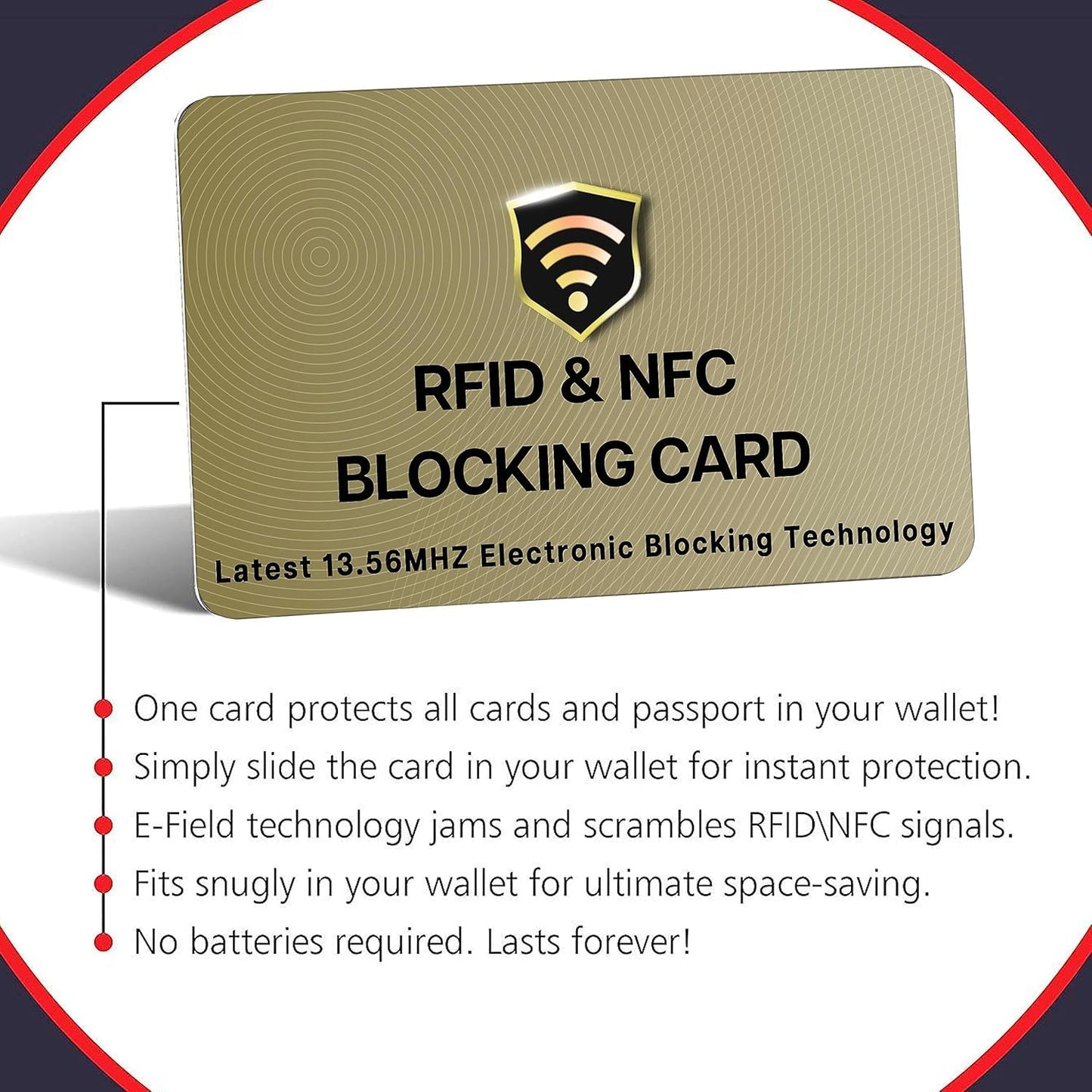 Storite RFID Cards, 5 Pack One Card Protects Entire Wallet Purse for Men & Women, NFC Contactless Bank Debit Credit Card Protector ID ATM Guard Card – Golden