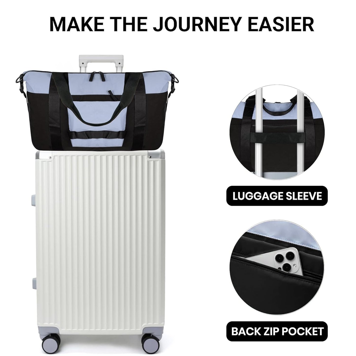 Storite 46 Cm Nylon Luggage Travel Duffle Bag for Women, Sports Shoulder Bag for Women with Wet Pocket Weekender Overnight Luggage Bag,Trendy and Stylish (46x17x29 Cm)