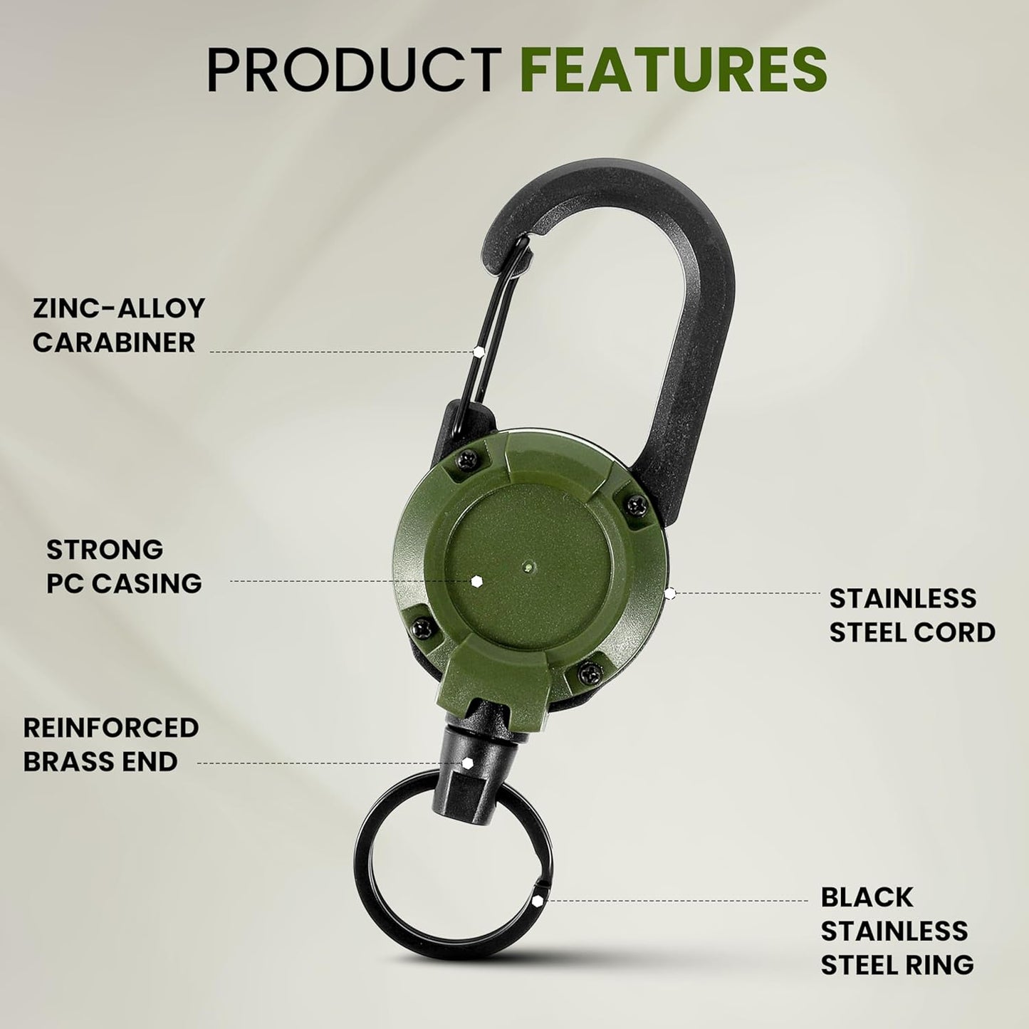 Storite Retractable Keychain ID Badge Holder Keyring | Secure Carabiner Clip for Backpacking, Fishing, Outdoor Use | Durable ABS, Lightweight & Reusable | Ideal for Everyday Travel