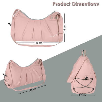 Storite Nylon 51 Cm Imported Multi Purpose Travel Duffle Bag for Women with Dry and Wet Pocket, Lightweight Waterproof Backpack Carry Luggage Bag with Shoe Compartment (Pink, 51 x 17 x 32 cm)