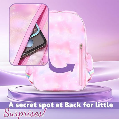 Storite School Backpacks for Girls Stylish Bags for Girls Kids 7-12 Years Old Cartoon Water Resistant Backpack Durable Burden Relief School Bag Birthday