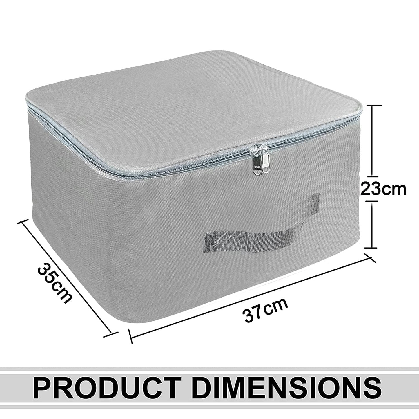 Storite Nylon Wardrobe Bag Underbed Moisture Proof Cloth Storage Organizer, Storage box for Clothes Saree Bags with Zippered Closure & Handle (Grey,37x35x23 cm, Square)