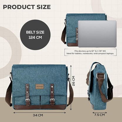 Storite Laptop Messenger Bag for Men & Women – Water-Resistant Office Shoulder Bag with Multiple Pockets, Adjustable Strap & Leatherette Detailing - Dark Teal