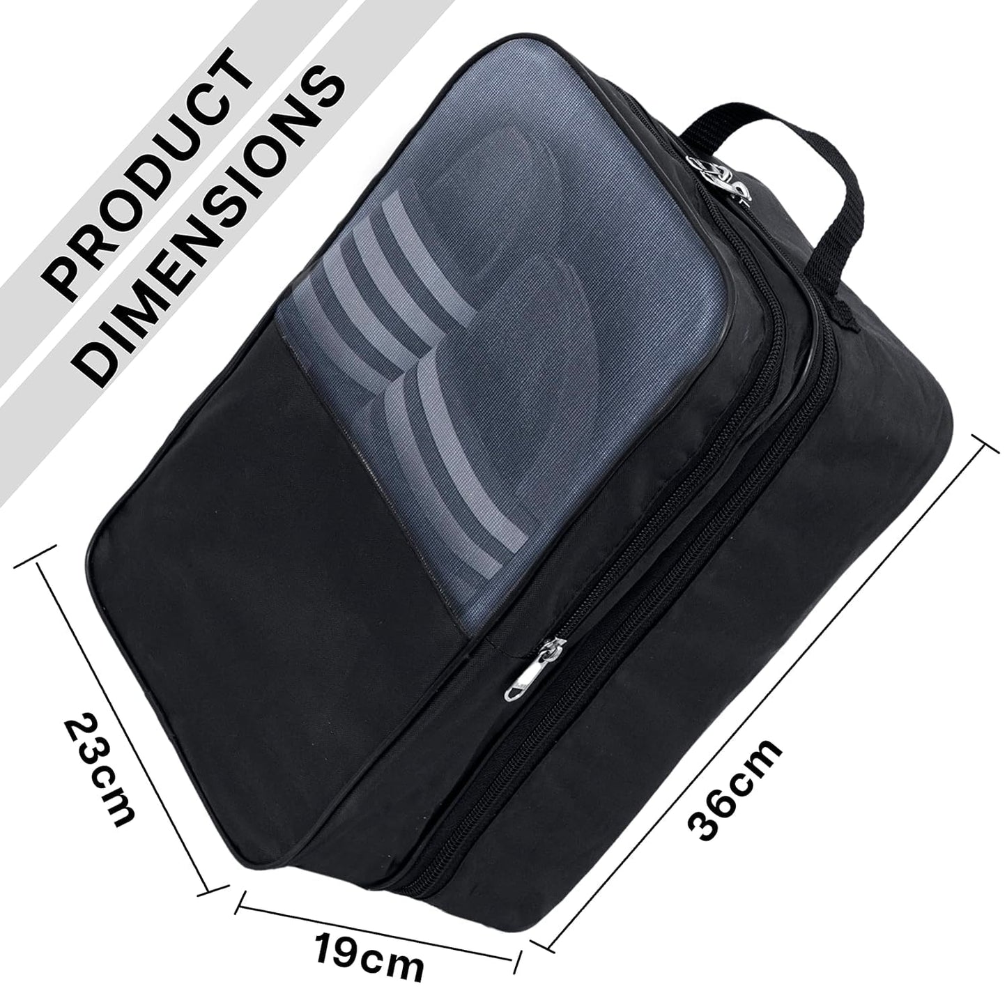 Storite 14 Inch Travel Shoe Bag,Cover,Pouches - Gym Men and Ladies Footwear Packing Storage Portable Cover - Storage Travel Organizer for Women & Men - Grey (Black)