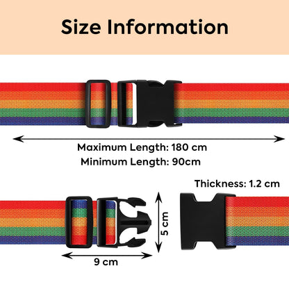 Storite Pack of 2 Luggage Strap | Luggage Belt for Suitcase & Trolley Bags | Travel Belt with Quick Release Adjustable Buckle for Suitcase | Rainbow