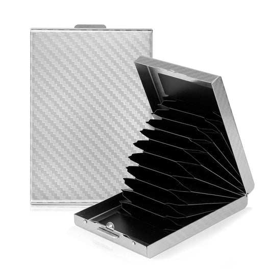 Storite 10 Slot RFID Blocking Metal Card Holder Minimalist Credit/Debit Card Case Wallet for Men & Women (Silver-9.5 x 6.5 x 1.8 Cm)