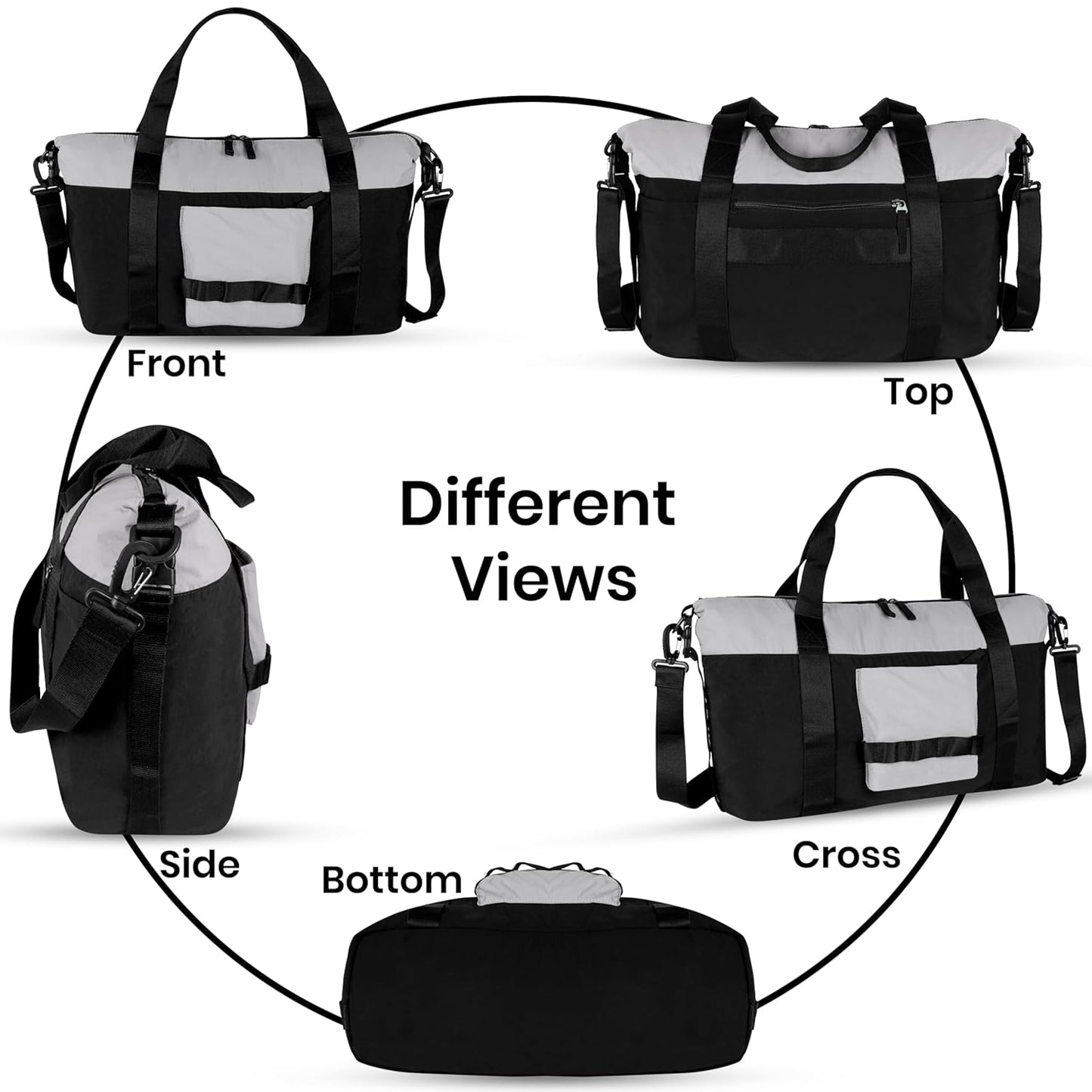 Storite 46 Cm Nylon Luggage Travel Duffle Bag for Women, Sports Shoulder Bag for Women with Wet Pocket Weekender Overnight Luggage Bag,Trendy and Stylish (46x17x29 Cm)