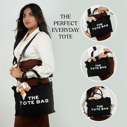 Storite Canvas Tote Bags for Women Large Capacity Shoulder Bag with Inner Pocket Everyday Handbags for Office, College and Travel