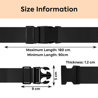 Storite Pack of 2 Luggage Strap | Luggage Belt for Suitcase & Trolley Bags | Travel Belt with Quick Release Adjustable Buckle for Suitcase | Black