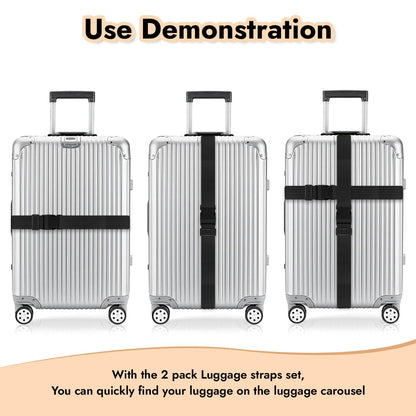 Storite Pack of 2 Luggage Strap | Luggage Belt for Suitcase & Trolley Bags | Travel Belt with Quick Release Adjustable Buckle for Suitcase | Black