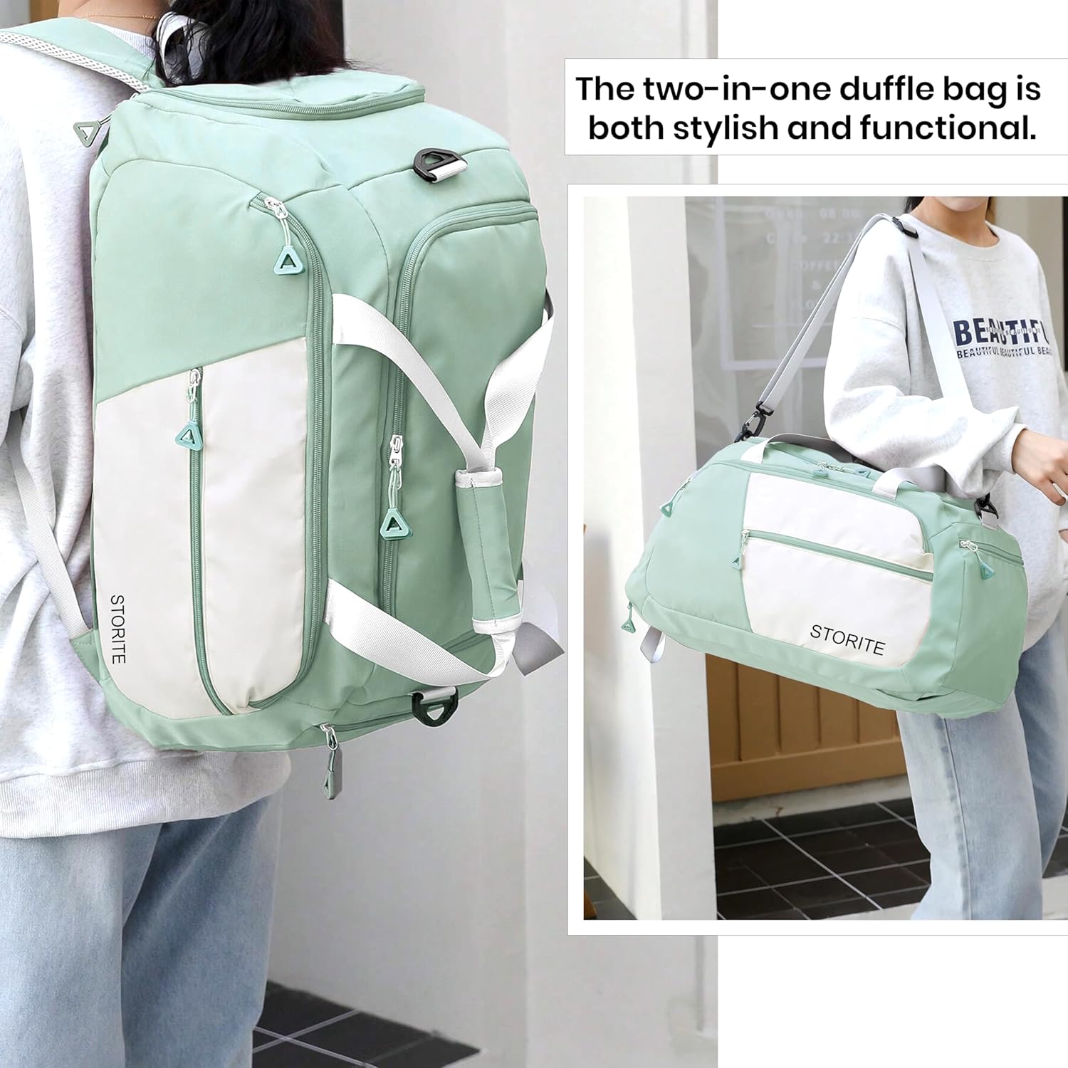 Travel Bag Duffel Bag With Wet Compartment Storite Nylon Travel