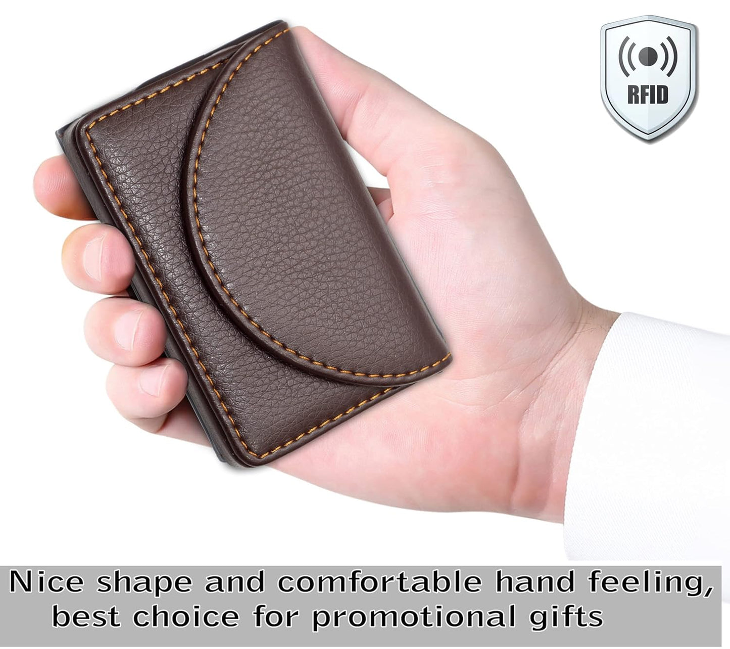 Storite RFID PU Leather Card Holder Wallet - Brown